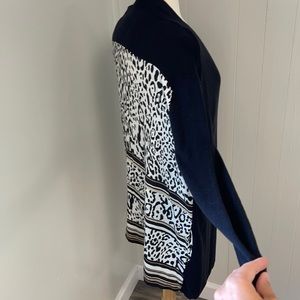 Chico’s Animal Print Accented Black Sweater